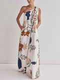 Printed One-Shoulder Maxi Dress